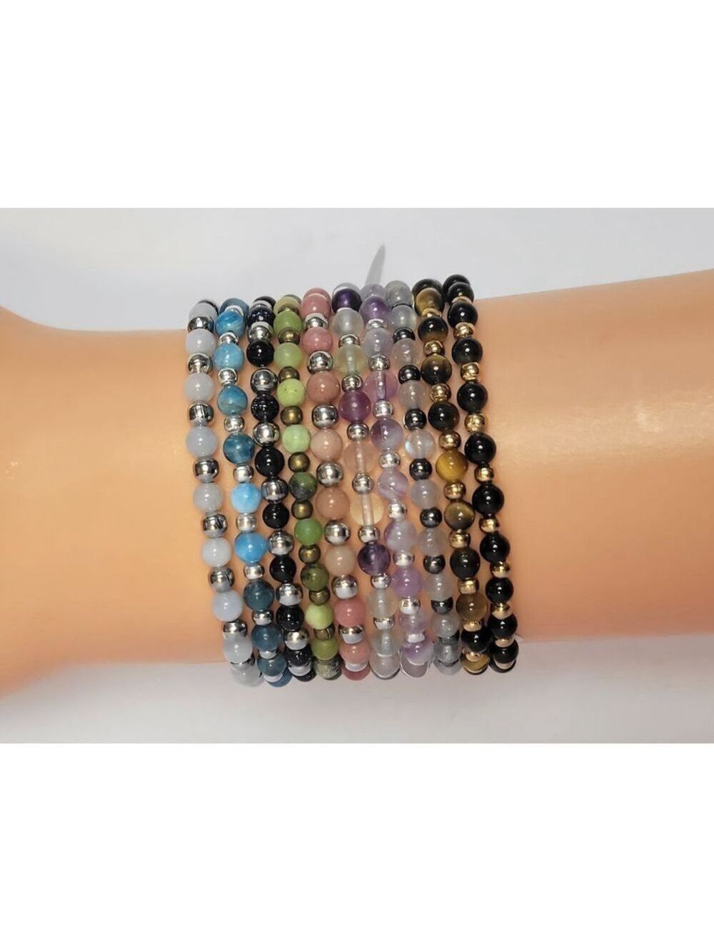 Natural Gemstone Dainty Beaded Bracelets 4mm